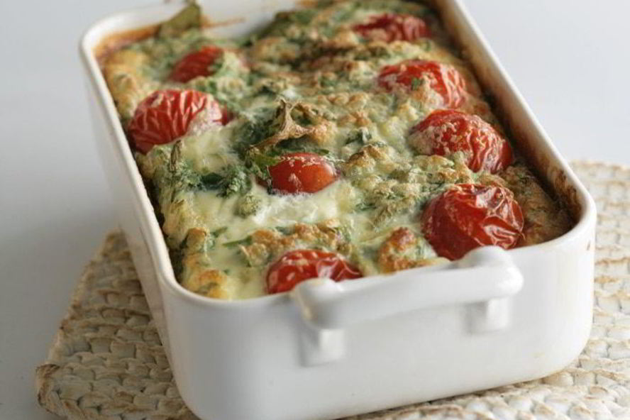 Рецепт клафути с козьим сыром и помидорами черри