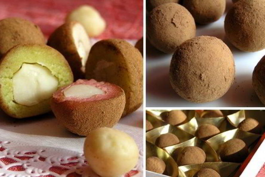 Рецепт конфет из марципана с орехом макадамия