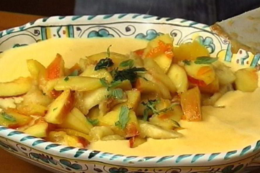 Рецепт фруктов в ванильном креме