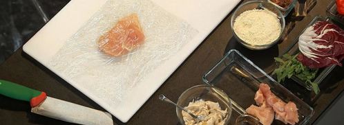 куриный шницель на ореховом креме с пестрым салатом. Шаг 2