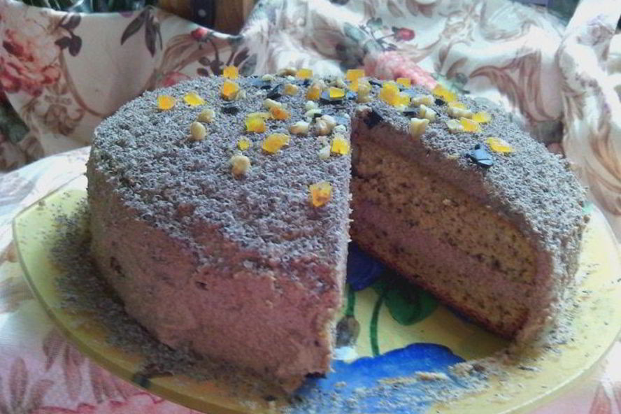 Рецепт воздушного тыквенно-ореховый бисквит с тыквенно-шоколадным кремом