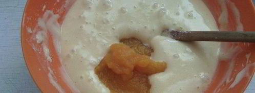 воздушный тыквенно-ореховый бисквит с тыквенно-шоколадным кремом. Шаг 3