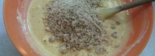 воздушный тыквенно-ореховый бисквит с тыквенно-шоколадным кремом. Шаг 4