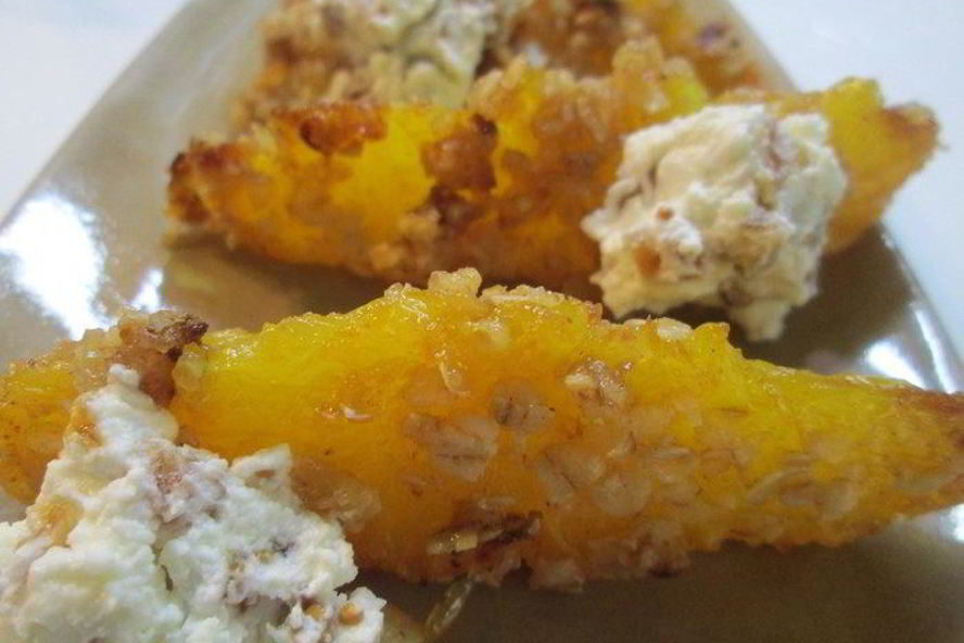 Рецепт запеченных долек апельсинов с творожным кремом