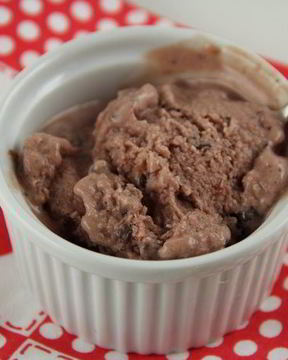 Мороженое с малиной и шоколадом