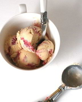 Мороженое с тростниковым сахаром и клубнично-ревенной прослойкой