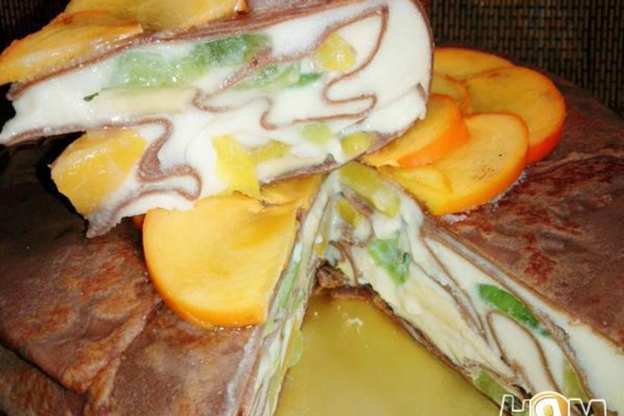 Рецепт блинного торта-мусса тропик