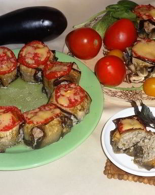 Фрикадельки в баклажанных конвертах