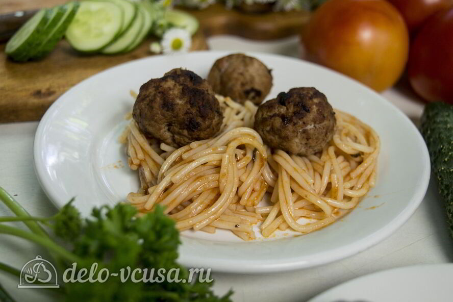 Рецепт спагетти с фрикадельками в соусе