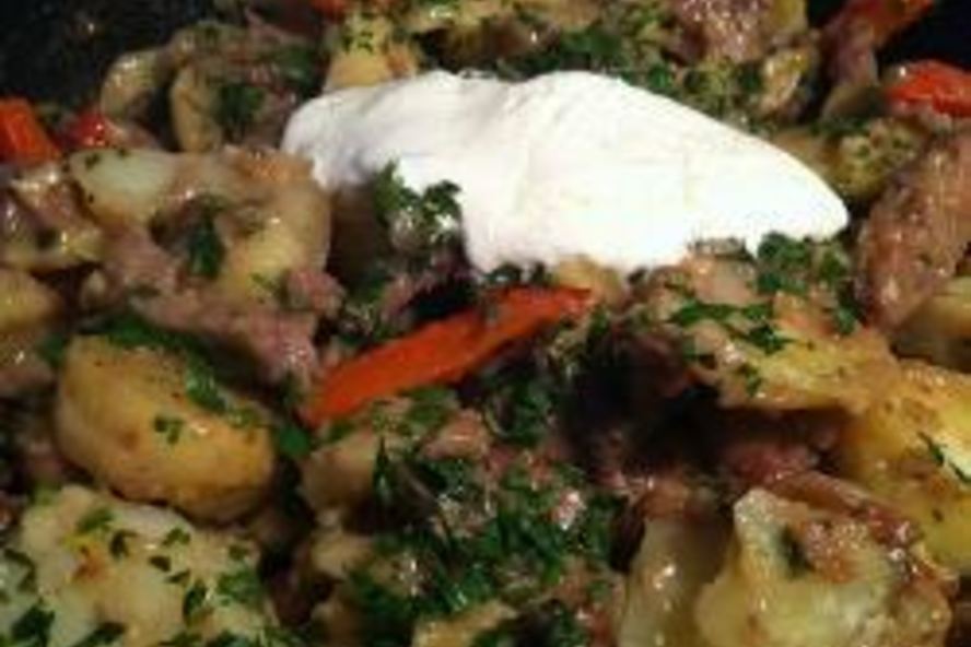 Рецепт картофеля с мясом и сладким перцем