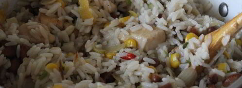 лимонный рис с курицей, кинзой и фасолью. Шаг 6