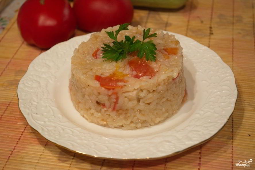 Рецепт риса с курицей и помидорами