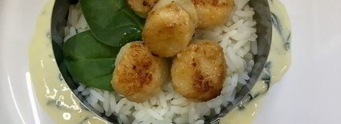 рис с морскими гребешками и сливочно-апельсиновым соусом. Шаг 14