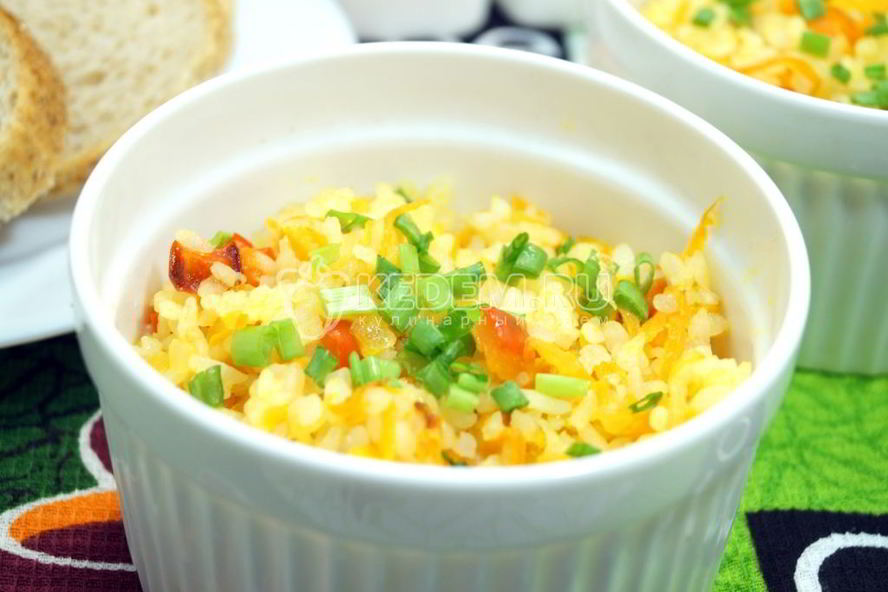 Рецепт риса с овощами на сковороде