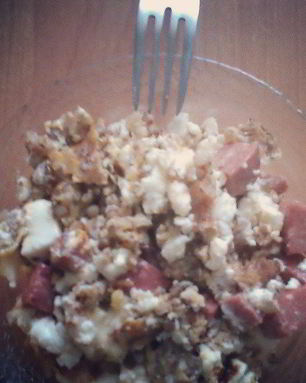 Завтрак по-мужски из жареной гречки с адыгейским сыром