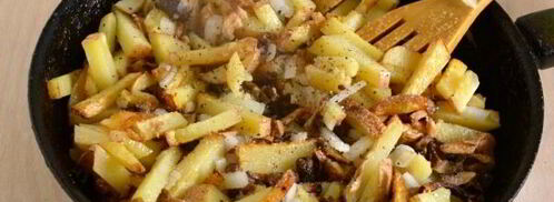 жареная картошка с белыми грибами. Шаг 8