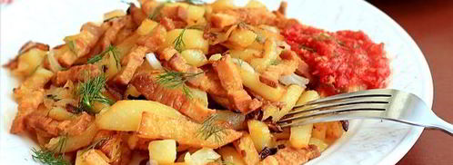 жареная картошка со шкварками. Шаг 11