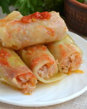 Голубцы, фаршированные мясом и рисом