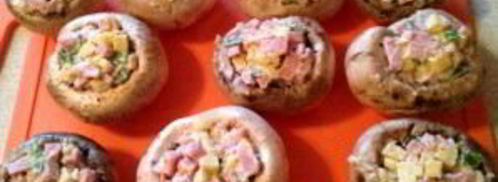 грибы, фаршированные ветчиной и сыром. Шаг 2