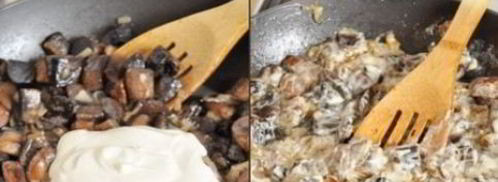 подберезовики, жареные со сметаной. Шаг 4