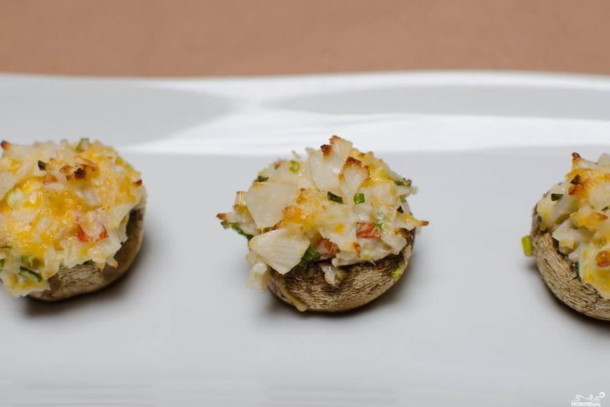 Рецепт шампиньонов фаршированных крабовыми палочками