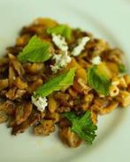 Жаренные лисички с шевром и мятой