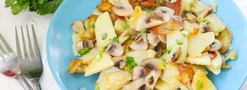 жареные грибы с картошкой на сковороде. Шаг 10