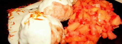 котлеты из индейки с айвой под голубым соусом и шафраном. Шаг 7