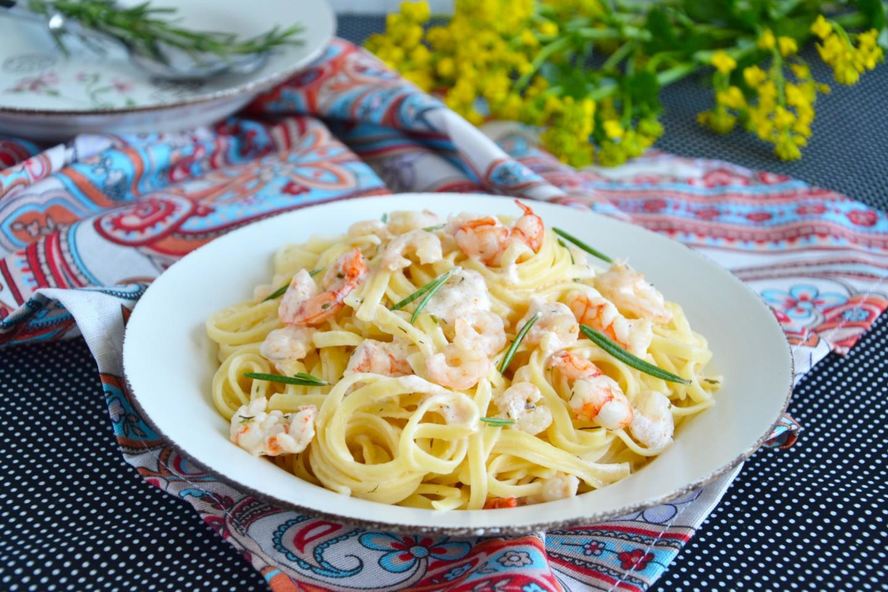 Рецепт лапши с креветками