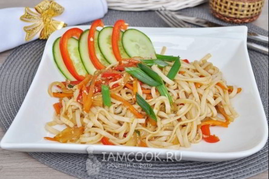 Рецепт лапши удон с овощами