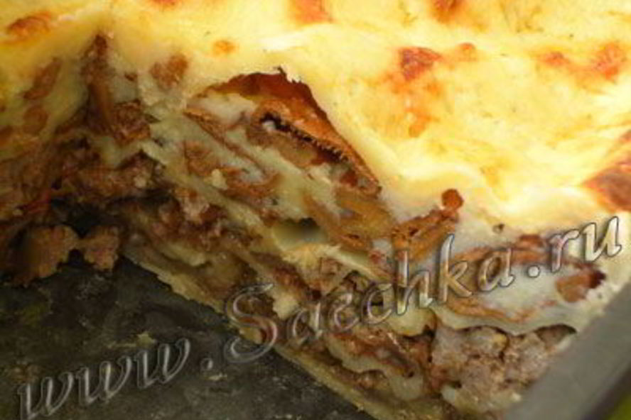 Рецепт лазаний с фаршем и грибами