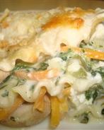 Лазанья со шпинатом, шампиньонами и белым соусом