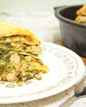 Острая лазанья из блинчиков