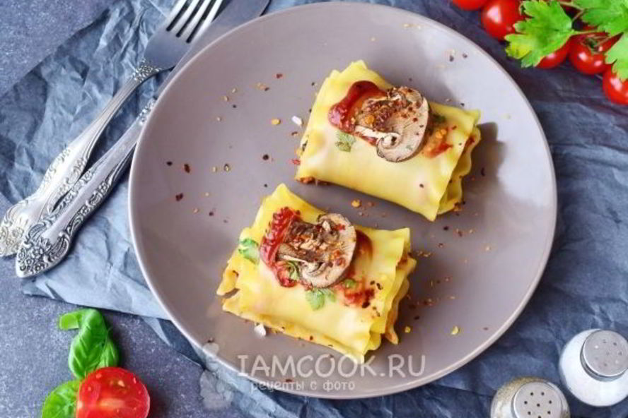Рецепт постной лазанья с грибами