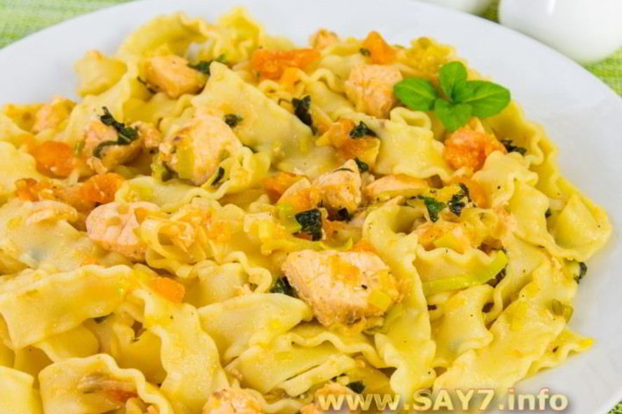 Рецепт макарон с семгой и помидорами