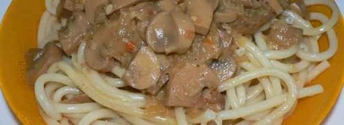 макароны с шампиньонами под сливочным соусом. Шаг 34