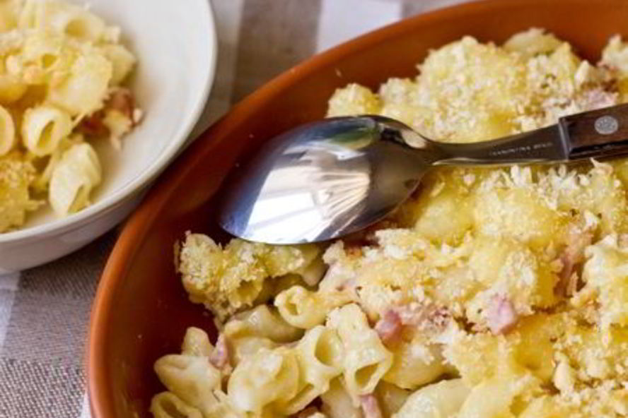 Рецепт макарон с сыром и ветчиной