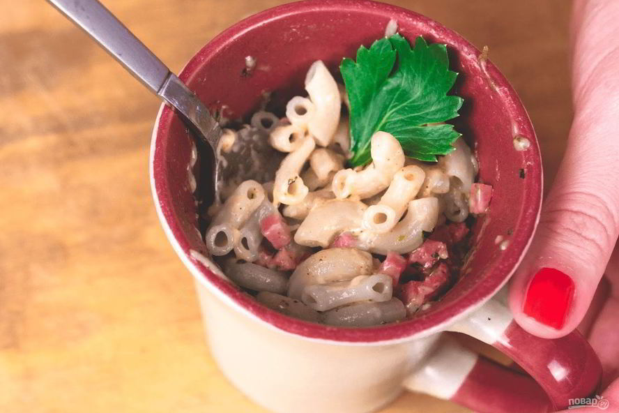 Рецепт макарон с сыром в кружке