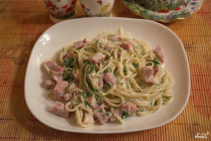 Рецепт макарон с ветчиной