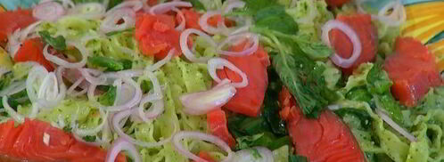 паста с кетой, шпинатом и соусом песто. Шаг 8