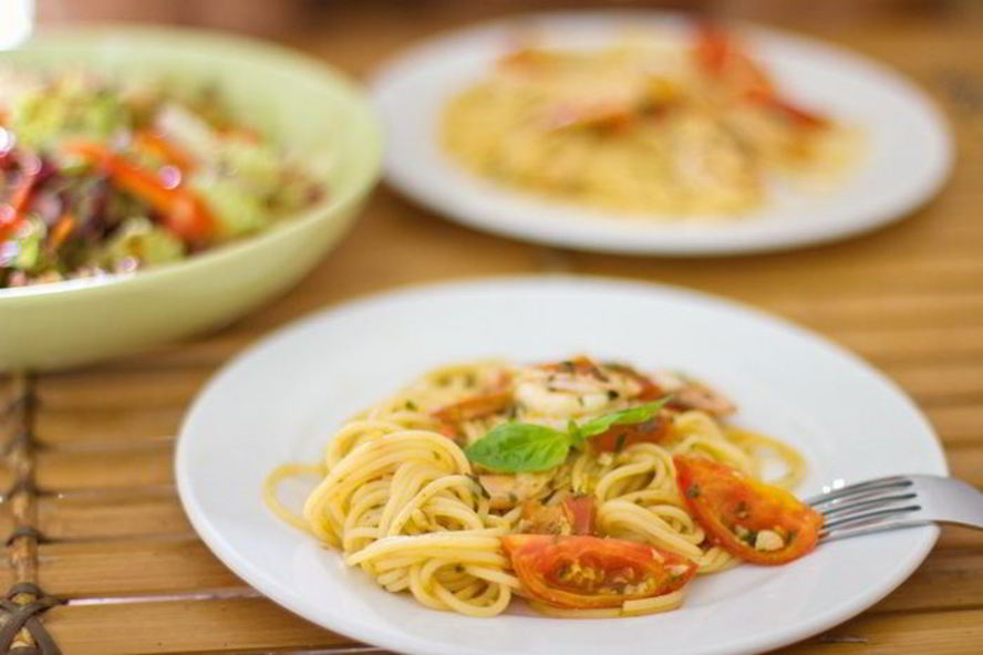 Рецепт пасты с креветками и базиликом