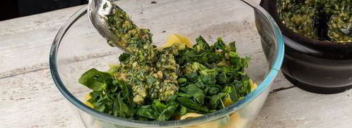 паста с семгой и соусом песто. Шаг 6