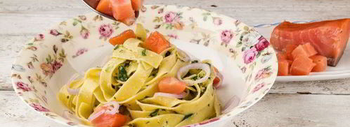 паста с семгой и соусом песто. Шаг 8