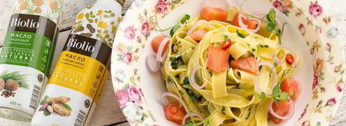 паста с семгой и соусом песто. Шаг 9