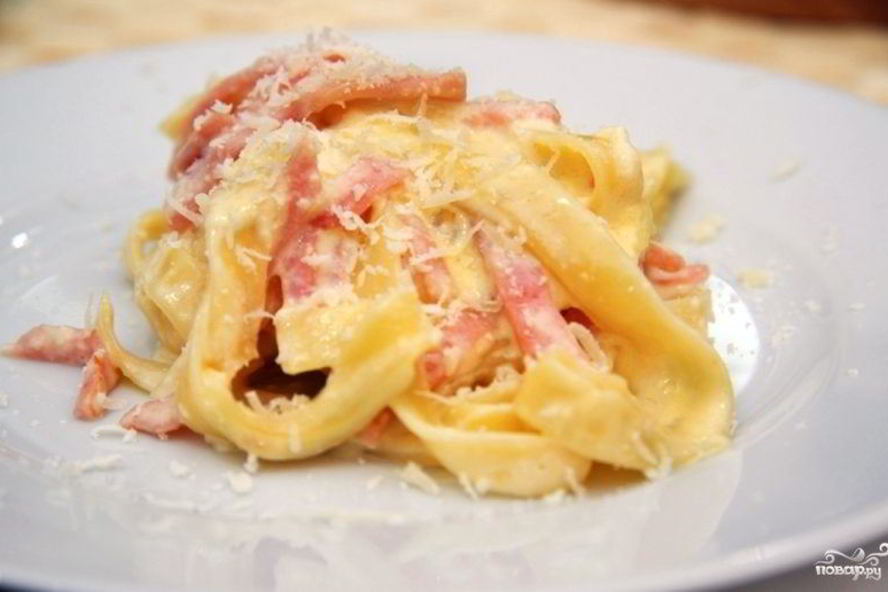 Рецепт пасты с ветчиной и сливками