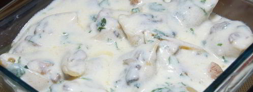 ракушки, фаршированные курицей и грибами. Шаг 7