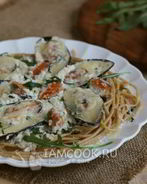 Спагетти с мидиями в сливочном соусе