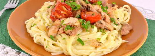 спагетти с обжаренной курицей и черри. Шаг 5