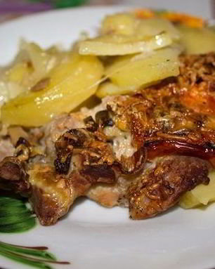 Мясо по-французски с грибами