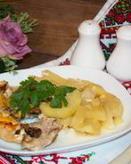 Мясо по-французски в духовке с картошкой